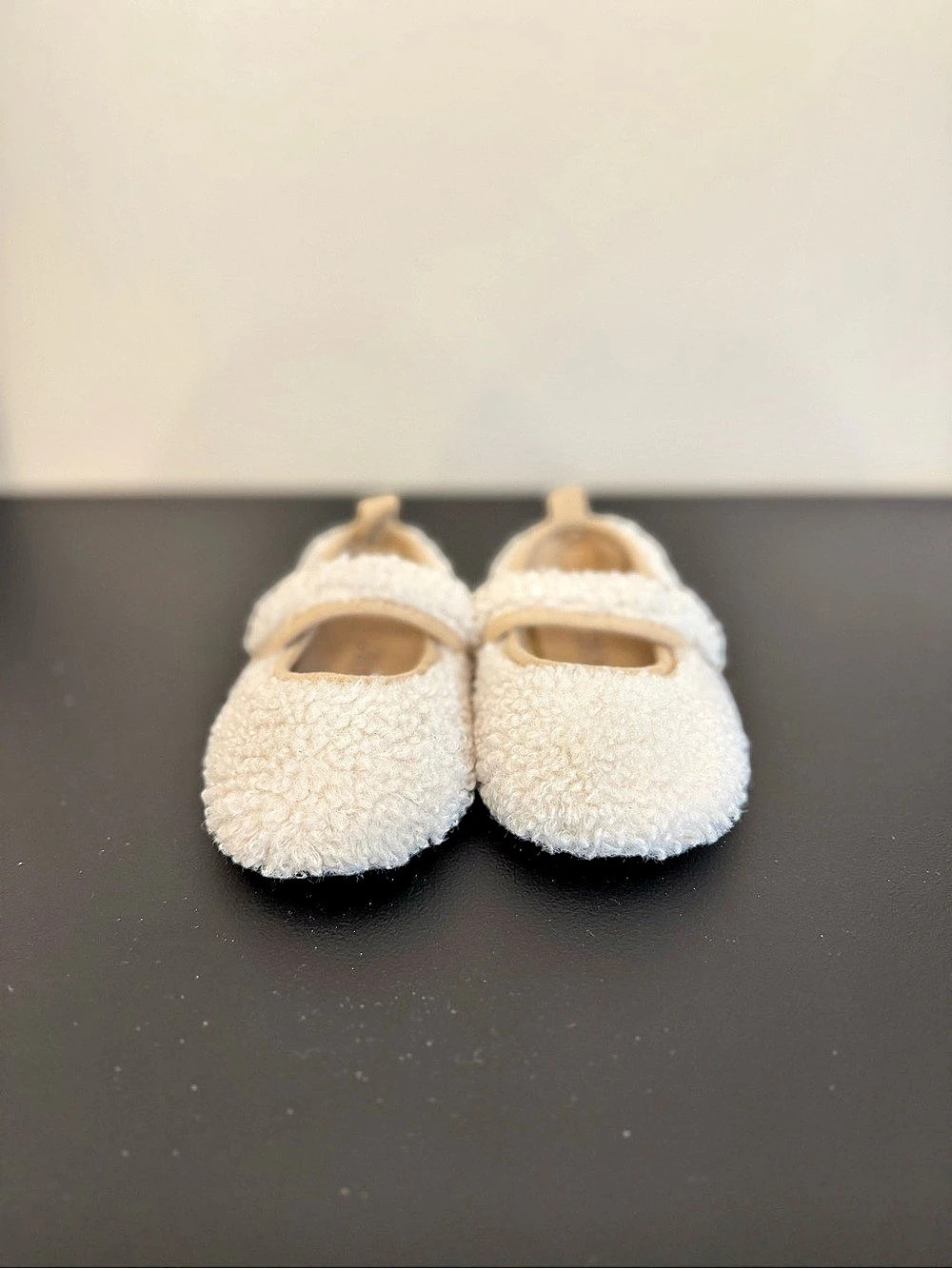 ZARA Baby Girls Cream Shearling Ballet Flats